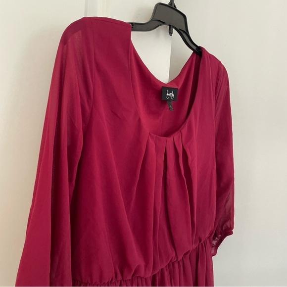 By & By Cranberry Draped and Cinched Mini Dress Size L - Picture 8 of 11